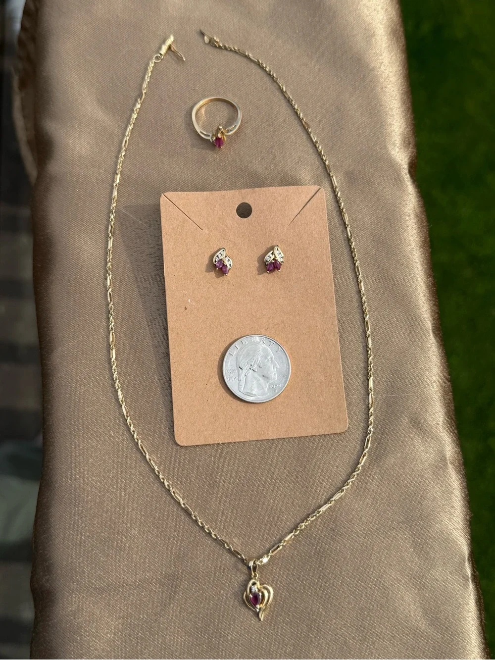 14K Pink Sapphire & Diamond Jewelry Set